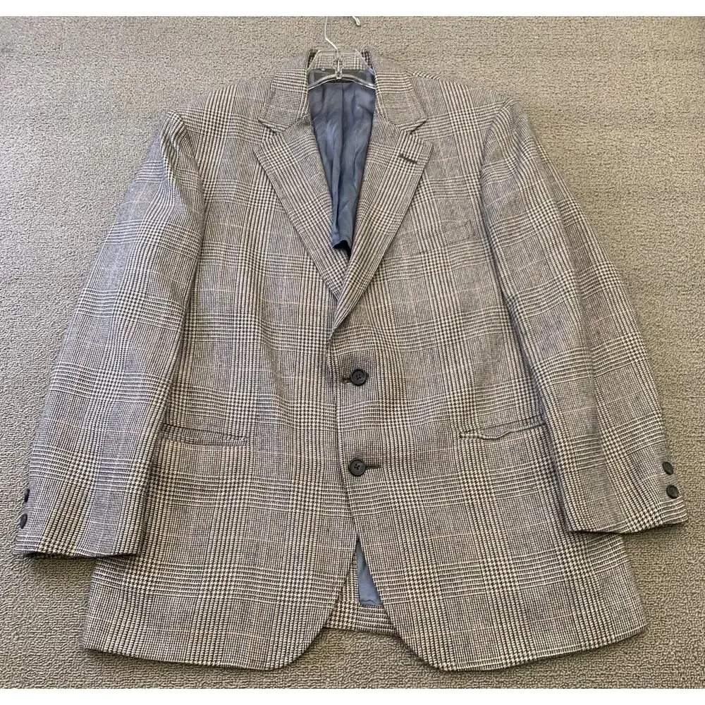 Vintage‎ Brooks Brothers 346 Men's 42R Beige Plaid Wool Sport Coat Blazer